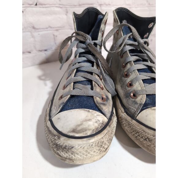 Size 9 - Converse Chuck High Top Denim Cherry Blossom Goth Zombie Custom Shoe - Picture 9 of 15